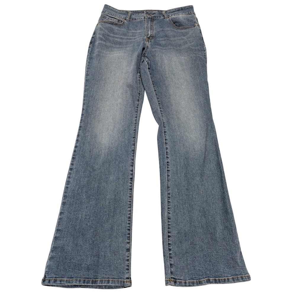 Womens Bootcut Jeans Medium Wash Blue Size 12 32x30 Mid Rise 89th & Madison